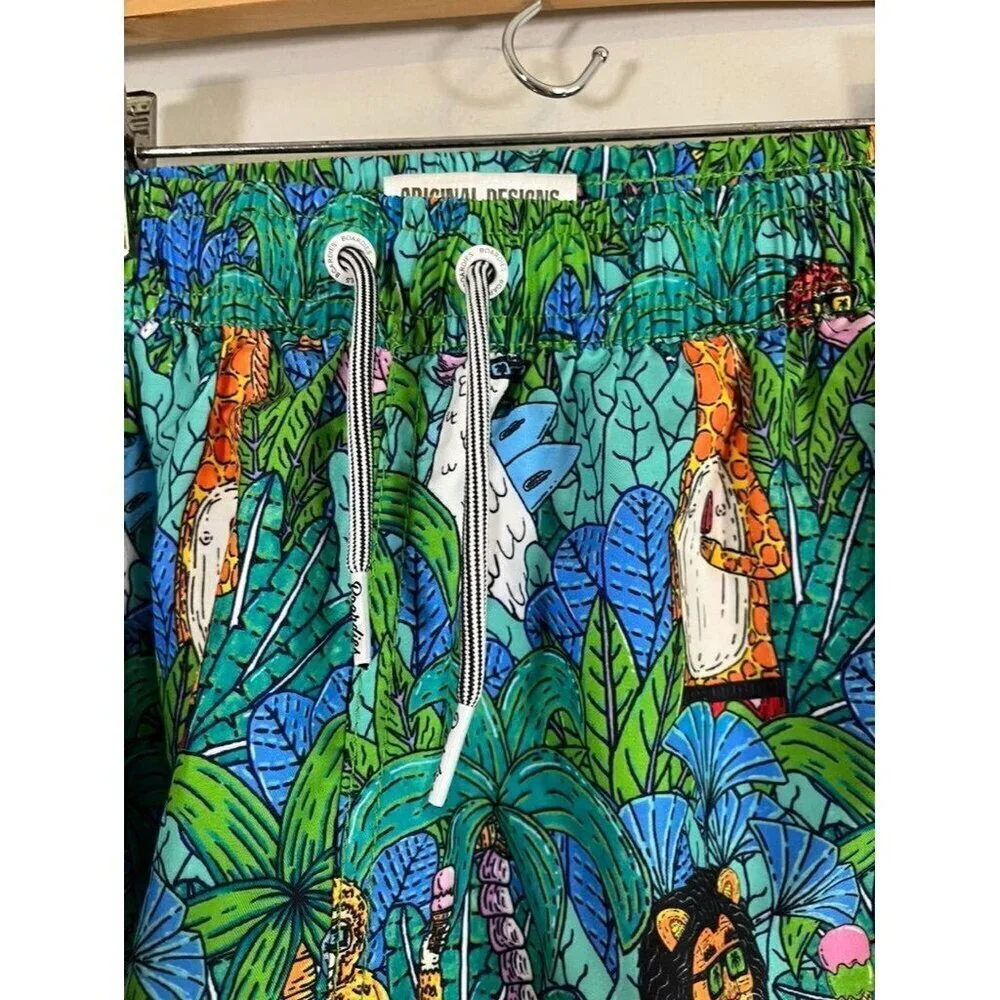 Boardies Swim Shorts 9 Blue Trunks‎ Travel Classic Beach Preppy Lion Colorful